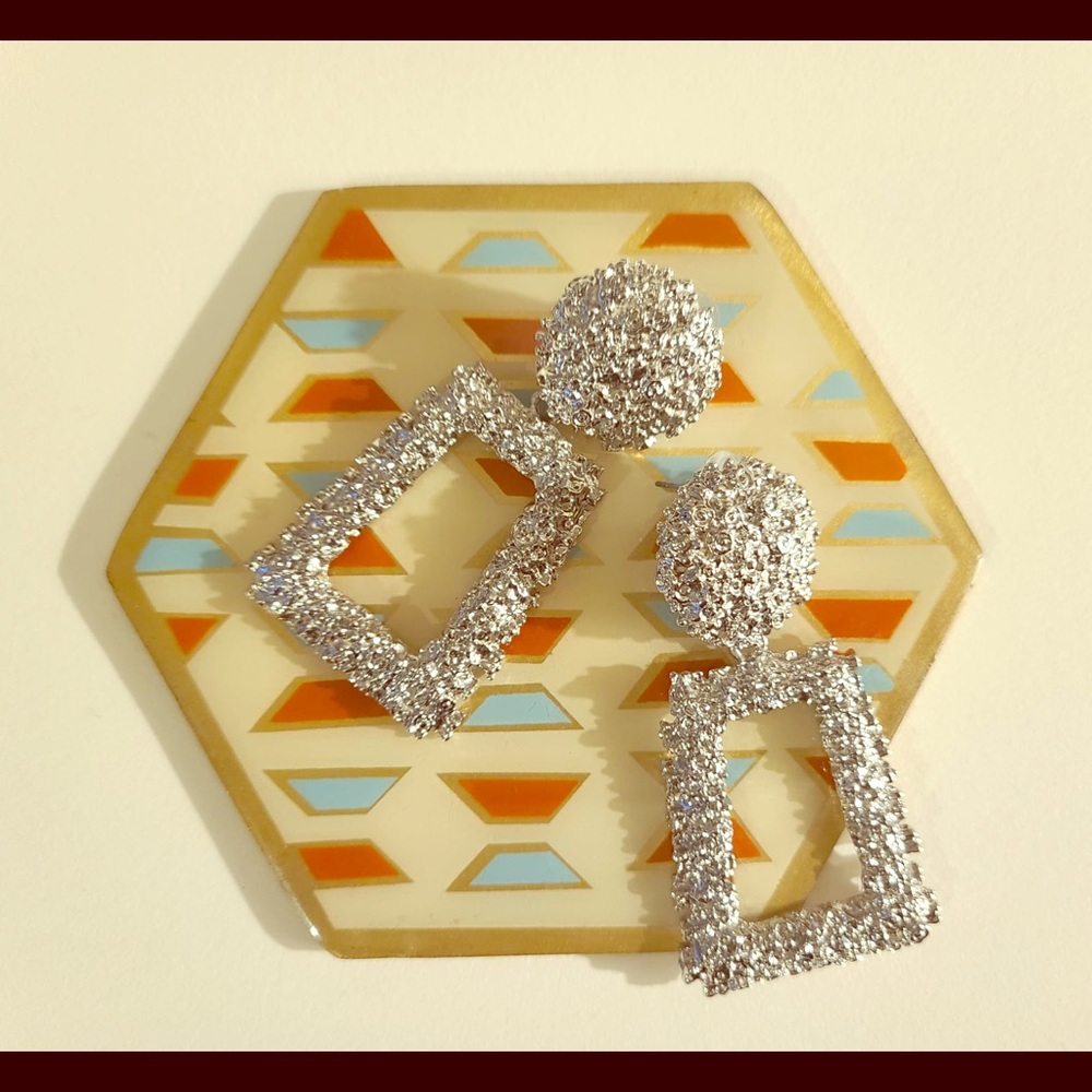 Silver textured statement earrings